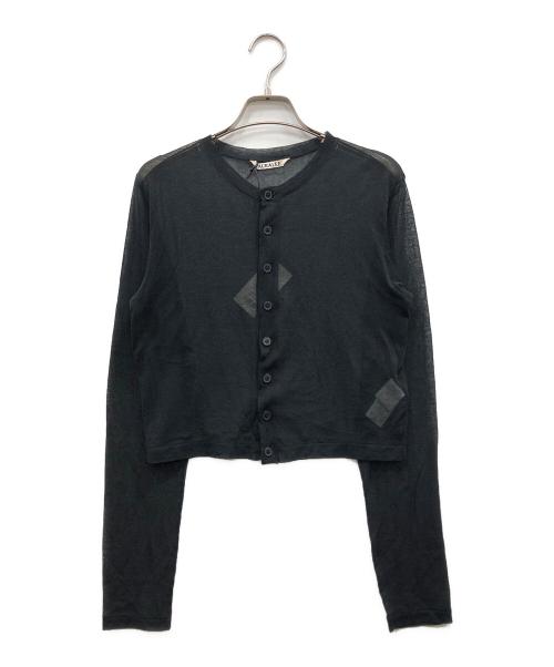 AURALEE（オーラリー）AURALEE (オーラリー) HARD TWIST COTTON GAUZE CARDIGAN ブラック サイズ:1の古着・服飾アイテム