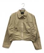 JUNIOR GAULTIERジュニアゴルチエ）の古着「シャーリングジップアップブルゾン」｜ブラウン