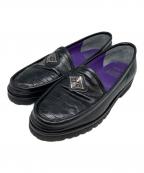 BLOHM×BUDSPOOLブローム×バッズプール）の古着「CROCODILE EMBOSS LEATHER LOAFER」｜ブラック