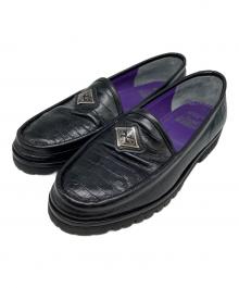 BLOHM×BUDSPOOL（ブローム×バッズプール）の古着「CROCODILE EMBOSS LEATHER LOAFER」｜ブラック