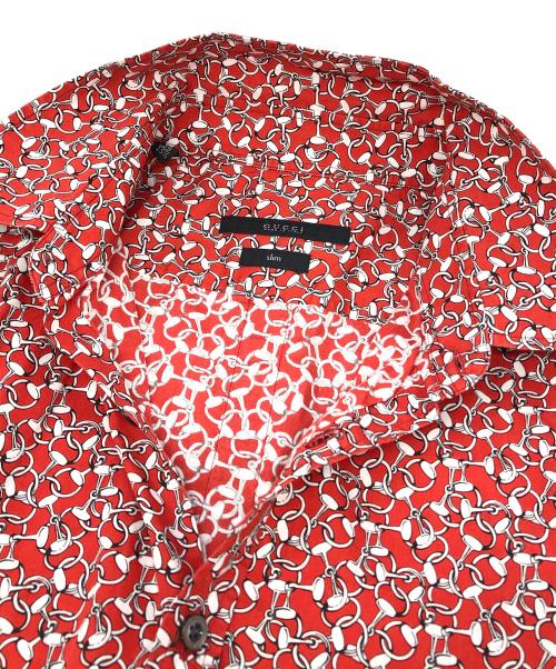 GUCCI（グッチ）GUCCI (グッチ) ホースビットS/Sシャツ レッド サイズ:39の古着・服飾アイテム