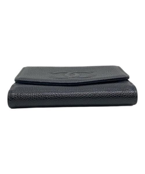 CHANEL（シャネル）CHANEL (シャネル) ココマーク キャビアスキンWホック財布 ブラック サイズ:下記参照の古着・服飾アイテム