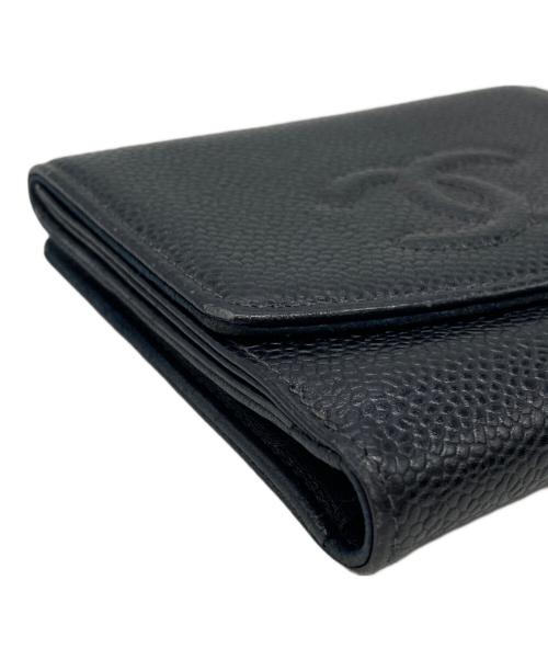 CHANEL（シャネル）CHANEL (シャネル) ココマーク キャビアスキンWホック財布 ブラック サイズ:下記参照の古着・服飾アイテム