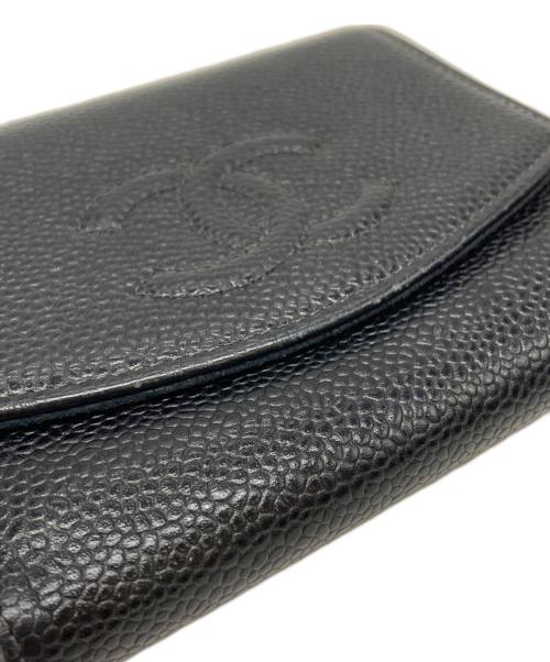 CHANEL（シャネル）CHANEL (シャネル) ココマーク キャビアスキンWホック財布 ブラック サイズ:下記参照の古着・服飾アイテム