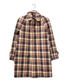 104 MACKINTOSH×FOX BROTHERS（104マッキントッシュ×フォックスブラザーズ）の古着「ウールリネン チェック柄ゴム引きコート」｜ベージュ