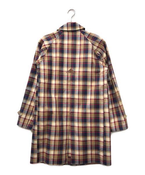 104 MACKINTOSH（104マッキントッシュ）104 MACKINTOSH (104マッキントッシュ) FOX BROTHERS (フォックスブラザーズ) ウールリネン チェック柄ゴム引きコート ベージュ サイズ:38の古着・服飾アイテム