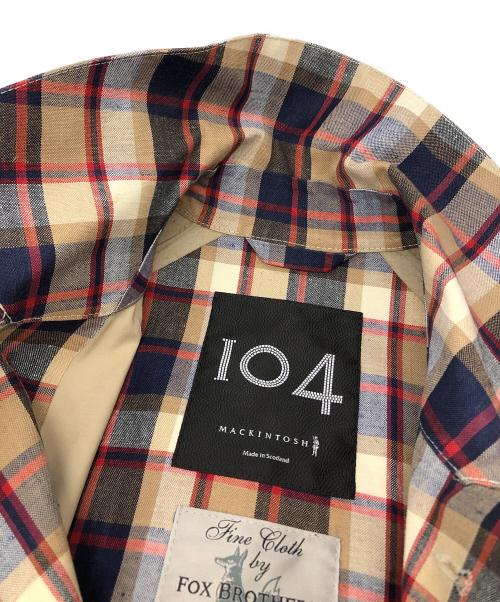 104 MACKINTOSH（104マッキントッシュ）104 MACKINTOSH (104マッキントッシュ) FOX BROTHERS (フォックスブラザーズ) ウールリネン チェック柄ゴム引きコート ベージュ サイズ:38の古着・服飾アイテム