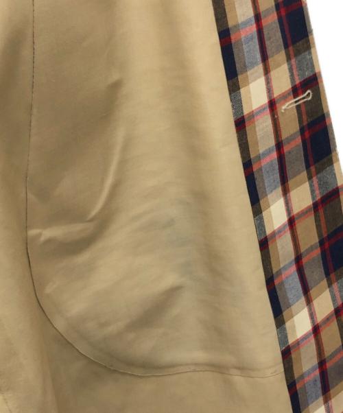 104 MACKINTOSH（104マッキントッシュ）104 MACKINTOSH (104マッキントッシュ) FOX BROTHERS (フォックスブラザーズ) ウールリネン チェック柄ゴム引きコート ベージュ サイズ:38の古着・服飾アイテム