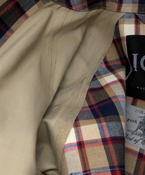 104 MACKINTOSH（104マッキントッシュ）104 MACKINTOSH (104マッキントッシュ) FOX BROTHERS (フォックスブラザーズ) ウールリネン チェック柄ゴム引きコート ベージュ サイズ:38の古着・服飾アイテム