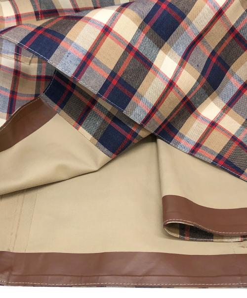 104 MACKINTOSH（104マッキントッシュ）104 MACKINTOSH (104マッキントッシュ) FOX BROTHERS (フォックスブラザーズ) ウールリネン チェック柄ゴム引きコート ベージュ サイズ:38の古着・服飾アイテム