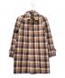 104 MACKINTOSH（104マッキントッシュ）の古着「ウールリネン チェック柄ゴム引きコート」｜ベージュ