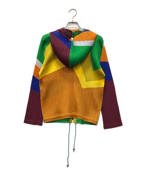 PLEATS PLEASE（プリーツプリーズ）PLEATS PLEASE (プリーツプリーズ) プリーツジップパーカー イエロー×グリーン サイズ:3の古着・服飾アイテム