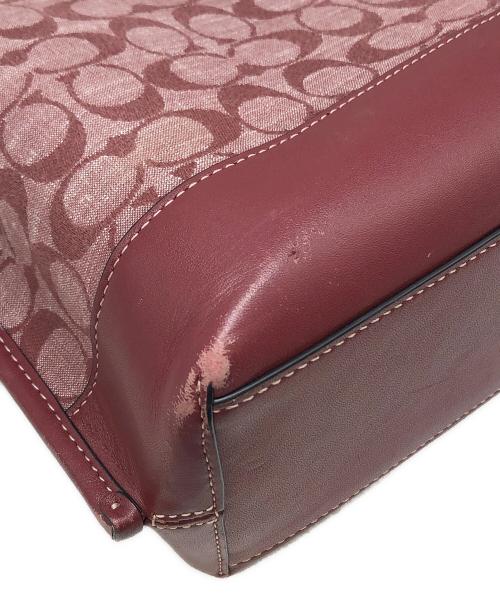 COACH（コーチ）COACH (コーチ) モリー バケット バッグ・シグネチャー シャンブレー バーガンディー サイズ:下記参照の古着・服飾アイテム