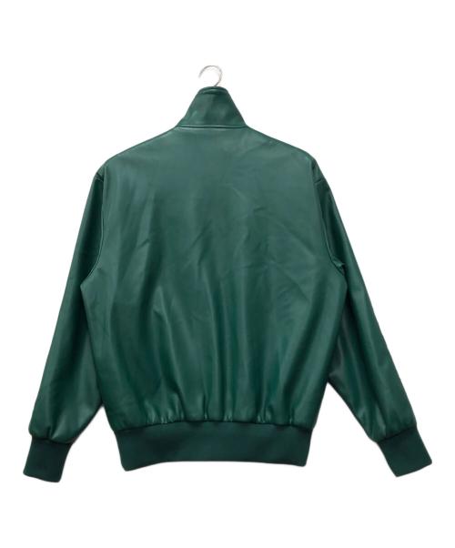 adidas（アディダス）adidas (アディダス) フェイクレザー アディカラー スリーストライプス ルーズ ファイヤーバード トラックスーツジャケット グリーン サイズ:Lの古着・服飾アイテム