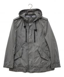 BURBERRY BLACK LABEL（バーバリーブラックレーベル）の古着「ギンガムチェックフーデッドジャケット」｜グレー