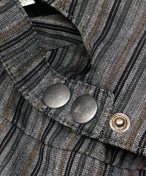 HERMES（エルメス）HERMES (エルメス) リネンブレンドストライプジェットキャップ グレー サイズ:59の古着・服飾アイテム