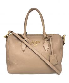 PRADA（プラダ）の古着「VITELLO PHENIX 2WAYレザーハンドバッグ」｜ベージュ
