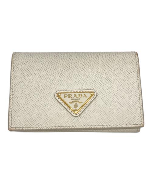PRADA（プラダ）PRADA (プラダ) サフィアーノ トライアングルロゴカードケース アイボリー サイズ:下記参照の古着・服飾アイテム