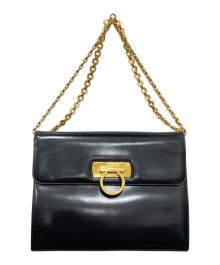Salvatore Ferragamo（サルヴァトーレ フェラガモ）の古着「ガンチーニチェーンフラップショルダーバッグ」｜ブラック×ゴールド