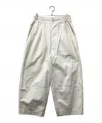 MHLエムエイチエル）の古着「LIGHTWEIGHT COTTON NYLON TWILL イージーワイドパンツ」｜アイボリー