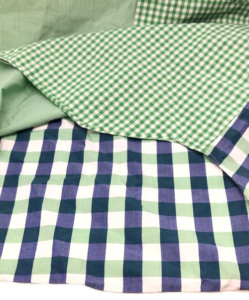 COMME des GARCONS SHIRT（コムデギャルソンシャツ）COMME des GARCONS SHIRT (コムデギャルソンシャツ) 切替S/Sチェックシャツ グリーン×オレンジ サイズ:Sの古着・服飾アイテム