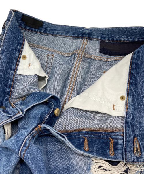 ALEXANDER McQUEEN（アレキサンダーマックイーン）ALEXANDER McQUEEN (アレキサンダーマックイーン) クラッシュデニムパンツ ブルー サイズ:50の古着・服飾アイテム