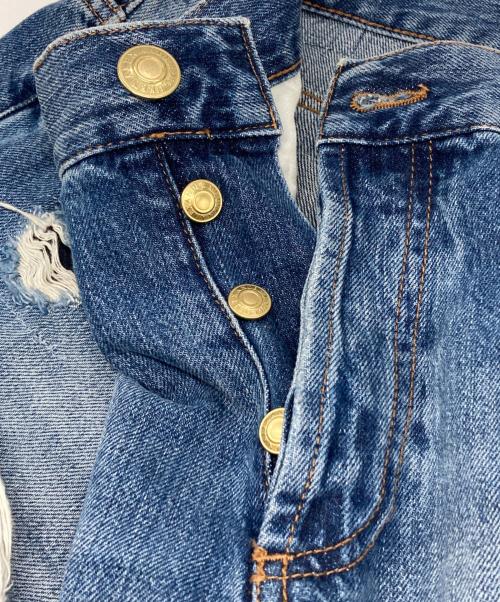 ALEXANDER McQUEEN（アレキサンダーマックイーン）ALEXANDER McQUEEN (アレキサンダーマックイーン) クラッシュデニムパンツ ブルー サイズ:50の古着・服飾アイテム