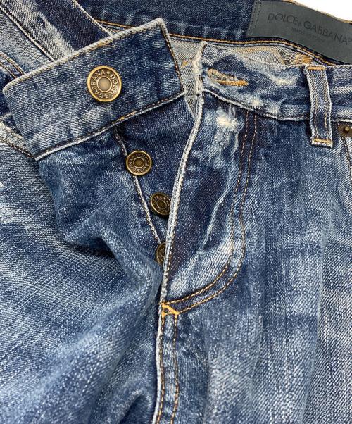 DOLCE & GABBANA（ドルチェ＆ガッバーナ）DOLCE & GABBANA (ドルチェ＆ガッバーナ) ダメージ×リペアデニムパンツ ブルー サイズ:52の古着・服飾アイテム
