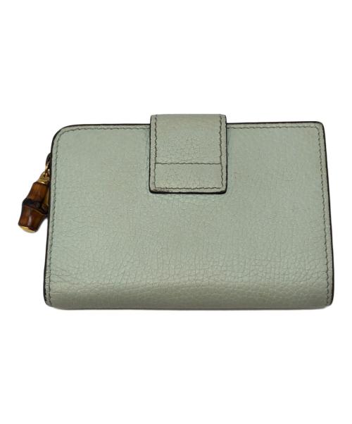 GUCCI（グッチ）GUCCI (グッチ) バンブー付き ダブルG ミディアム ウォレット グリーン サイズ:下記参照の古着・服飾アイテム