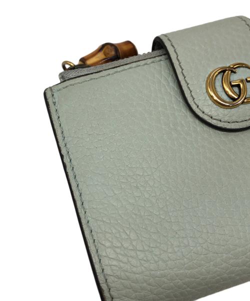 GUCCI（グッチ）GUCCI (グッチ) バンブー付き ダブルG ミディアム ウォレット グリーン サイズ:下記参照の古着・服飾アイテム