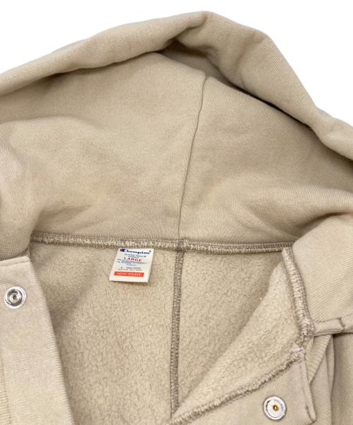 Champion（チャンピオン）Champion (チャンピオン) N.HOOLYWOOD (エヌ ハリウッド) SNAP HOODIE SWEATSHIRT ベージュ サイズ:Lの古着・服飾アイテム