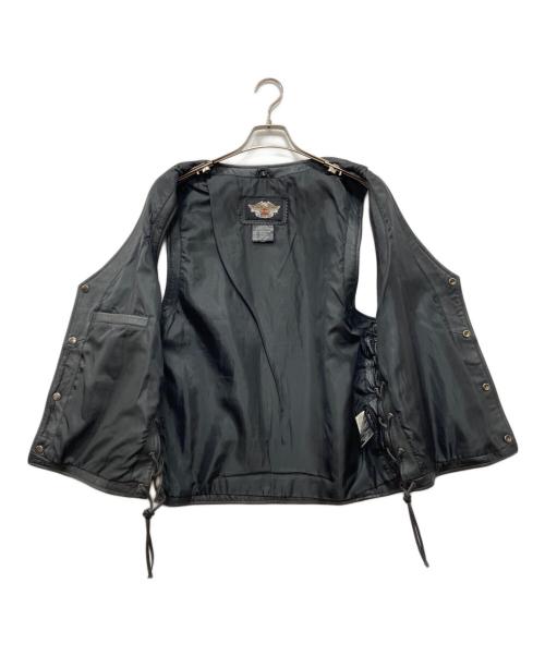 HARLEY-DAVIDSON（ハーレーダビッドソン）HARLEY-DAVIDSON (ハーレーダビッドソン) レースアップレザーベスト ブラック サイズ:Lの古着・服飾アイテム