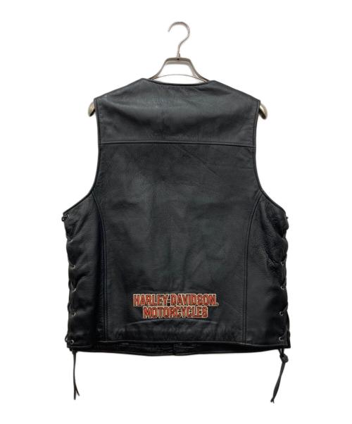 HARLEY-DAVIDSON（ハーレーダビッドソン）HARLEY-DAVIDSON (ハーレーダビッドソン) レースアップレザーベスト ブラック サイズ:Lの古着・服飾アイテム