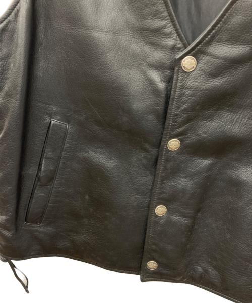 HARLEY-DAVIDSON（ハーレーダビッドソン）HARLEY-DAVIDSON (ハーレーダビッドソン) レースアップレザーベスト ブラック サイズ:Lの古着・服飾アイテム