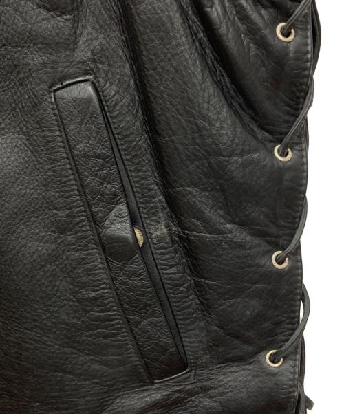 HARLEY-DAVIDSON（ハーレーダビッドソン）HARLEY-DAVIDSON (ハーレーダビッドソン) レースアップレザーベスト ブラック サイズ:Lの古着・服飾アイテム
