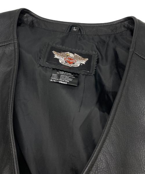 HARLEY-DAVIDSON（ハーレーダビッドソン）HARLEY-DAVIDSON (ハーレーダビッドソン) レースアップレザーベスト ブラック サイズ:Lの古着・服飾アイテム