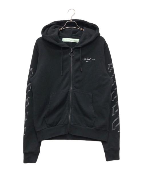 OFFWHITE（オフホワイト）OFFWHITE (オフホワイト) クロスアロージップパーカー ブラック サイズ:Lの古着・服飾アイテム