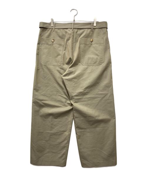 AURALEE（オーラリー）AURALEE (オーラリー) WASHED FINX SILK CHAMBRAY BELTED PANTS カーキ サイズ:4の古着・服飾アイテム