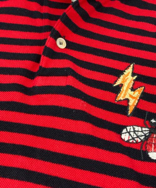 GUCCI（グッチ）GUCCI (グッチ) ボーダーポロシャツ レッド×ブラック サイズ:XLの古着・服飾アイテム