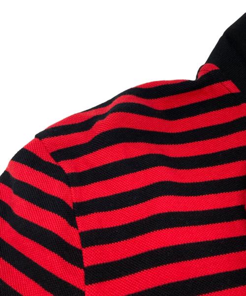 GUCCI（グッチ）GUCCI (グッチ) ボーダーポロシャツ レッド×ブラック サイズ:XLの古着・服飾アイテム