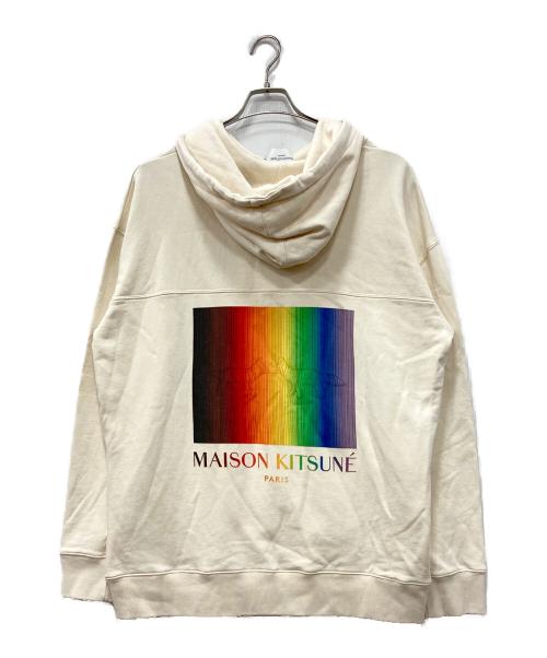 maison kitsune（メゾンキツネ）MAISON KITSUNE (メゾンキツネ) レインボーフォックスパーカー アイボリー サイズ:Lの古着・服飾アイテム