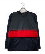 COMME des GARCONSコムデギャルソン）の古着「ギャザー切替カットソー」｜ブラック×レッド