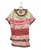 Vivienne Westwood RED LABELヴィヴィアンウエストウッドレッドレーベル）の古着「ダメージ加工カラーブロックニット」｜グリーン×レッド