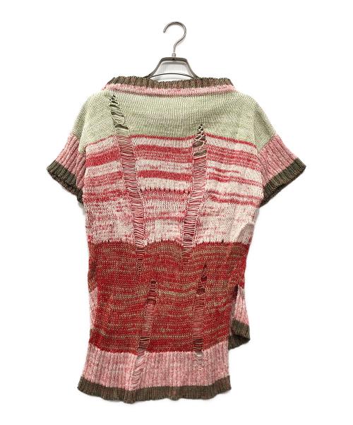 Vivienne Westwood RED LABEL（ヴィヴィアンウエストウッドレッドレーベル）Vivienne Westwood RED LABEL (ヴィヴィアンウエストウッドレッドレーベル) ダメージ加工カラーブロックニット グリーン×レッド サイズ:00の古着・服飾アイテム
