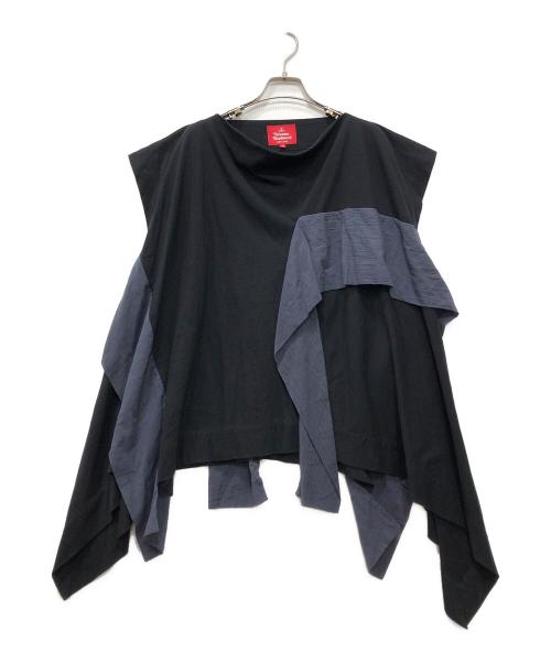 Vivienne Westwood RED LABEL（ヴィヴィアンウエストウッドレッドレーベル）Vivienne Westwood RED LABEL (ヴィヴィアンウエストウッドレッドレーベル) ドッキングカットソー ブラック×グレー サイズ:00の古着・服飾アイテム