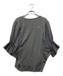 Vivienne Westwood RED LABEL（ヴィヴィアンウエストウッドレッドレーベル）の古着「オーブ刺繍キャンディスリーブカットソー」｜グレー