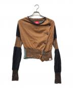 Vivienne Westwood RED LABELヴィヴィアンウエストウッドレッドレーベル）の古着「アシンメトリーニットカーディガン」｜ブラウン
