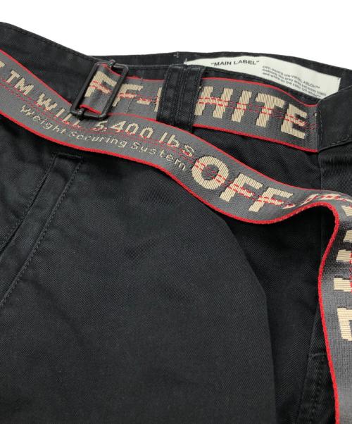 OFFWHITE（オフホワイト）OFFWHITE (オフホワイト) ロゴベルテッドパンツ ブラック サイズ:32の古着・服飾アイテム