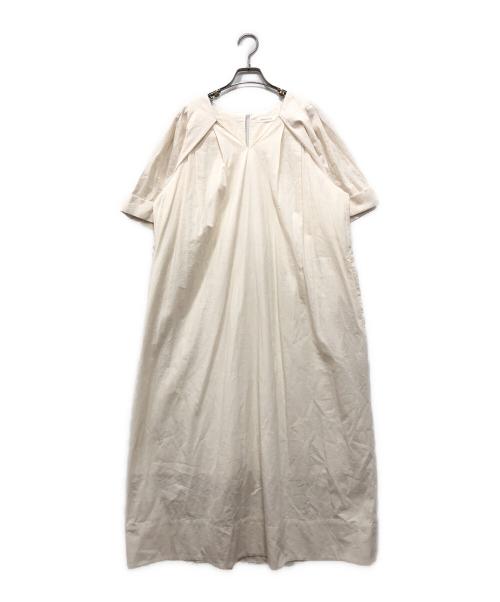 CASA FLINE（カーサフライン）CASA FLINE (カーサフライン) タックスリーブリネンブレンドドレス アイボリー サイズ:fの古着・服飾アイテム
