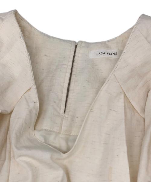 CASA FLINE（カーサフライン）CASA FLINE (カーサフライン) タックスリーブリネンブレンドドレス アイボリー サイズ:fの古着・服飾アイテム